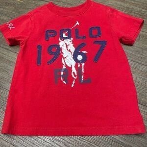 Polo Ralph Lauren 3T boy t shirt tee logo red shirt sleeve